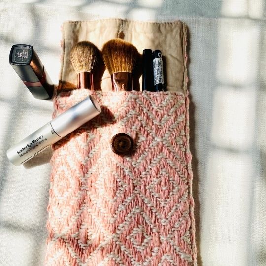 Pravaah Kys - multipurpose handwoven pouch | hemp cotton blend | pink | purple