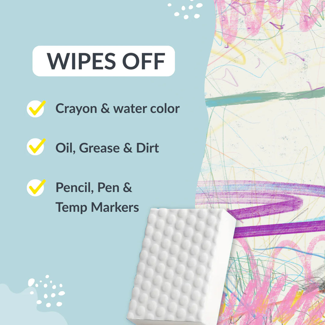 Magic Eraser - Pack of 4, Bye Bye Wall Mess Sponge Eraser | Magic Cleaning Sponge | Removes Crayon, Pencil, Marker & Grease | For Walls, Tiles & Laminates | Pack of 4
