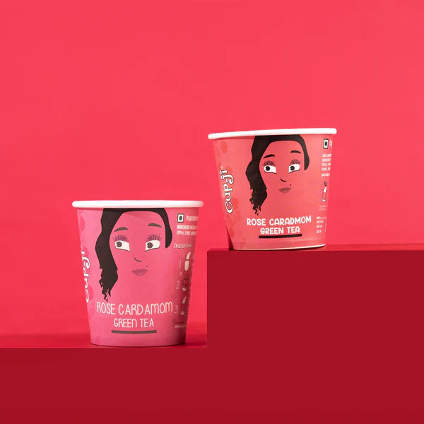 CupJi Rose Cardamom Green Tea | Pack of 10 Cups