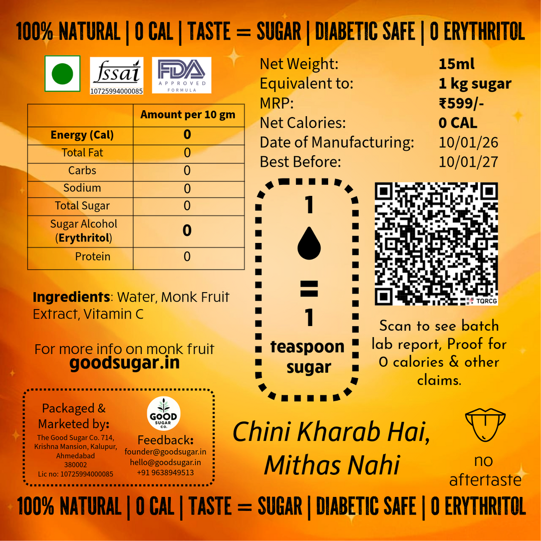 Good Sugar Co. Monk Fruit Liquid | Water + Monk Fruit | No Erythritol