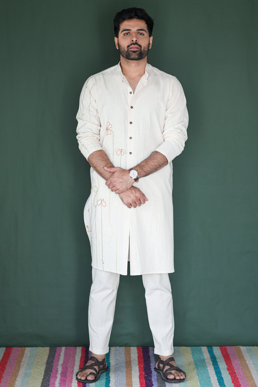 ITIDOR esert Star Kurta- Mandarin Collar, Basic Sleeves