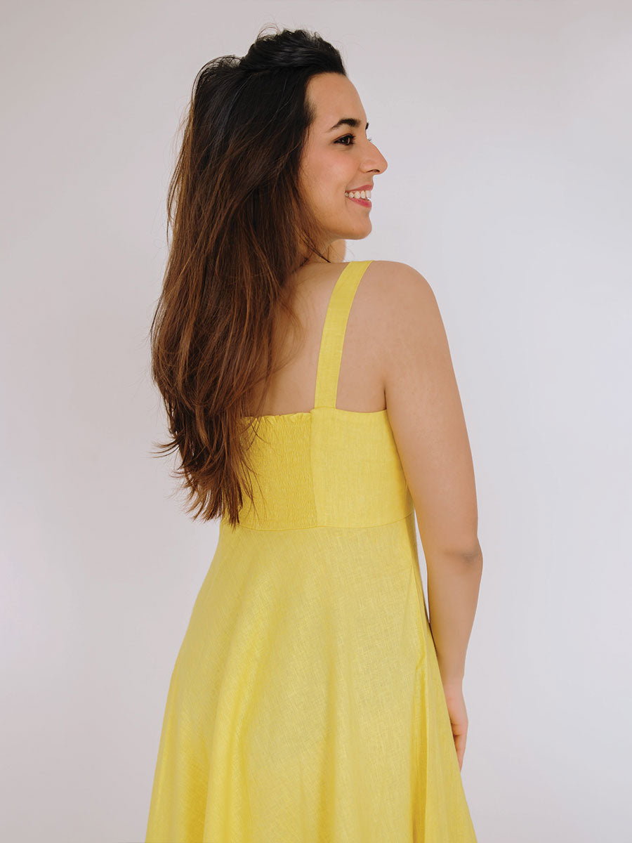 THE SUNFLOWER LINEN DRESS