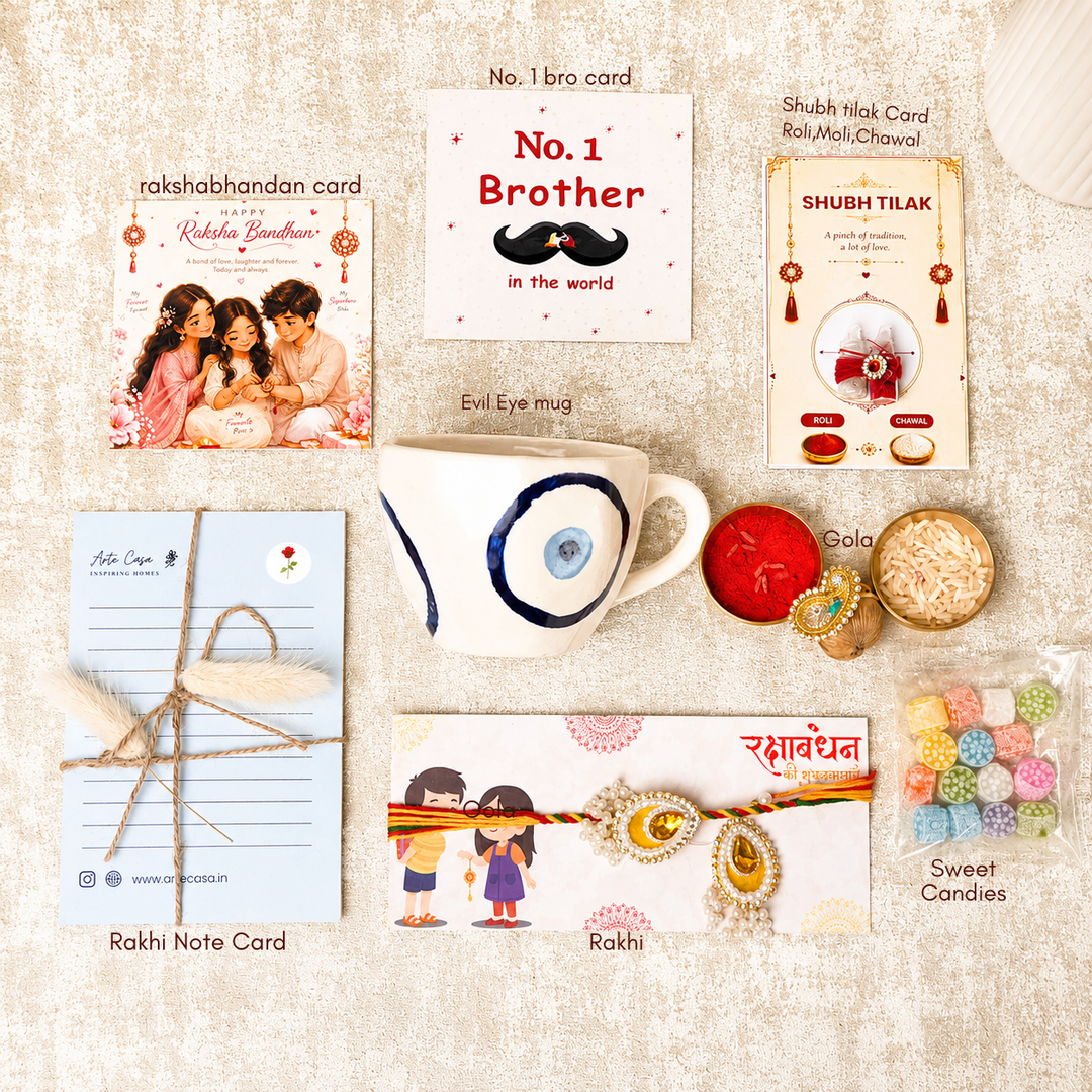 Artecasa Evil Eye Blessings Rakhi Hamper | Premium Bhai Bhabhi Raksha Bandhan Gift Hamper