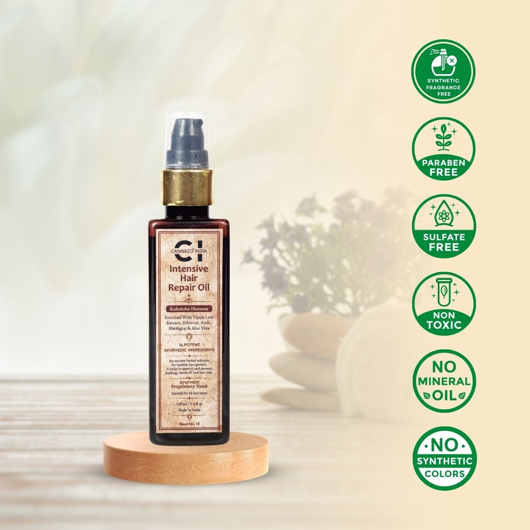 CannazoIndia® Intensive Repair Hair Oil | 100ml | Ayurvedic Blend with Essential Herbs & Natural Oils | Deep Scalp Nourishment & Hydration | Supports Hair Strength & Shine | For All Hair Types