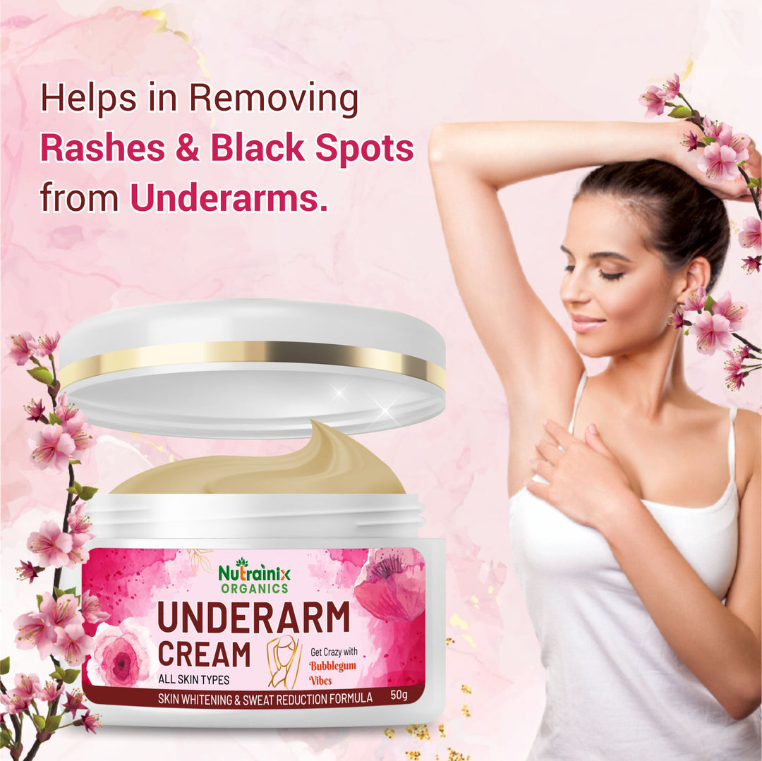 Nutrainix Organics Underarm Brightening Cream Dark Spot Corrector + Soothing Hydration for Silky, Confident Skin - 50 gm