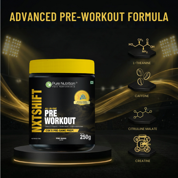 Pure Nutrition NXTShift Pre Workout – Caffeine, L-Theanine, Citrulline Malate & Creatine | Pink Guava