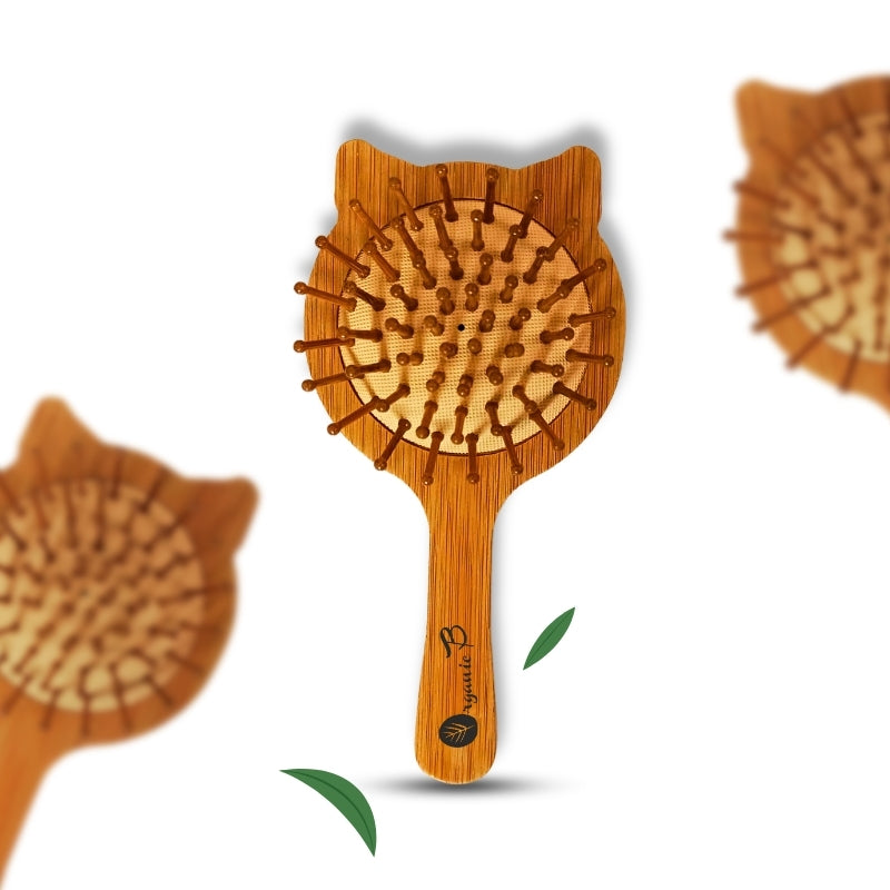 Organic B Cat Shaped Paddle Hairbrush | Bamboo