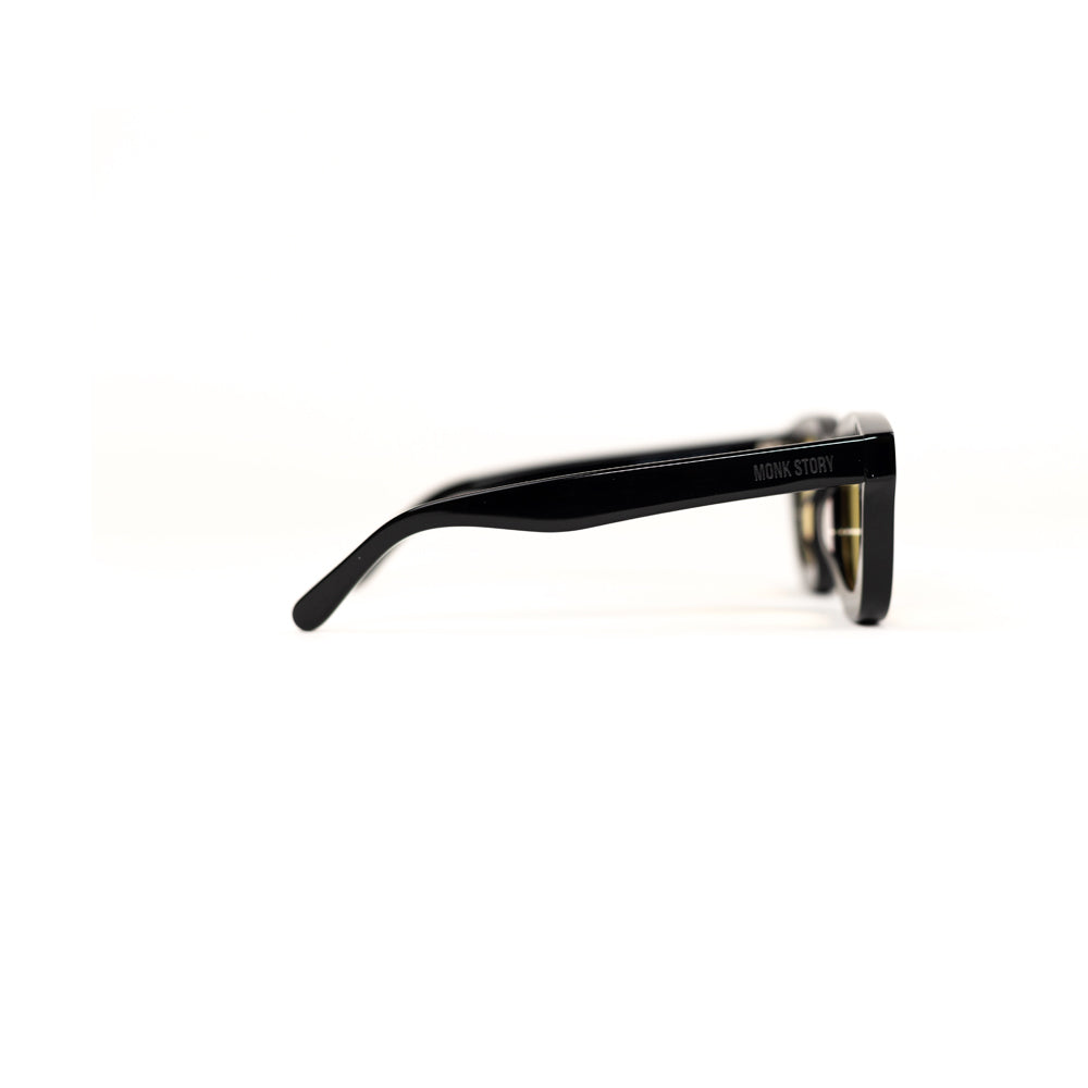 Monkstory MonkStory Thick Acetate Unisex Sunglasses - Black With Yellow Lens