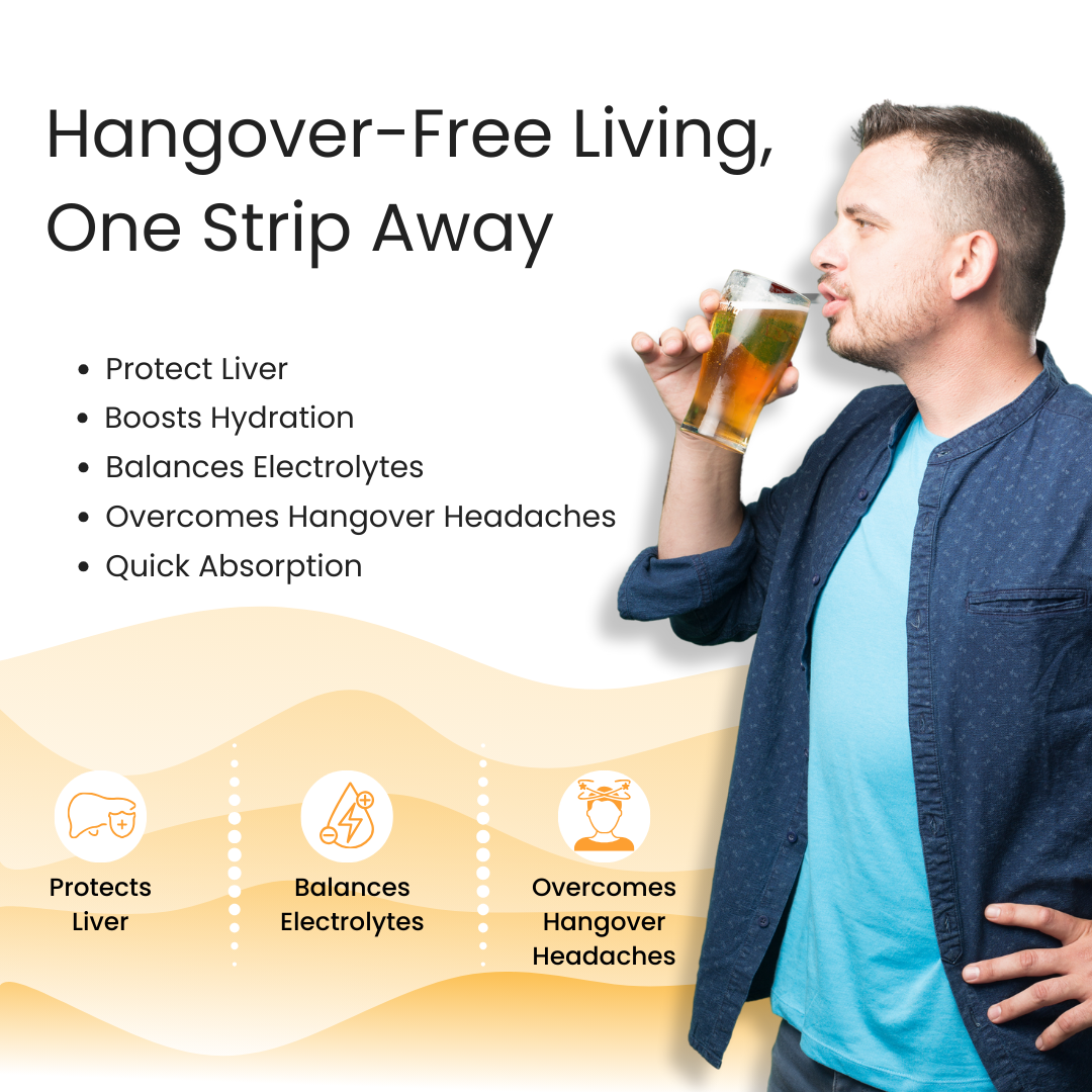 Hangover Relief Oral Strips | Instant Relief from Hangover Symptoms | 10 Slips