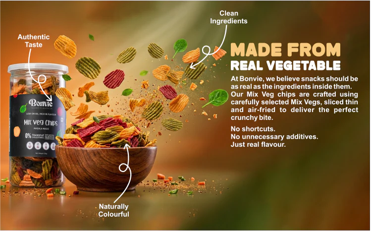 Bonvie Mix Vegetable Chips - Masala Magic Pack of 3