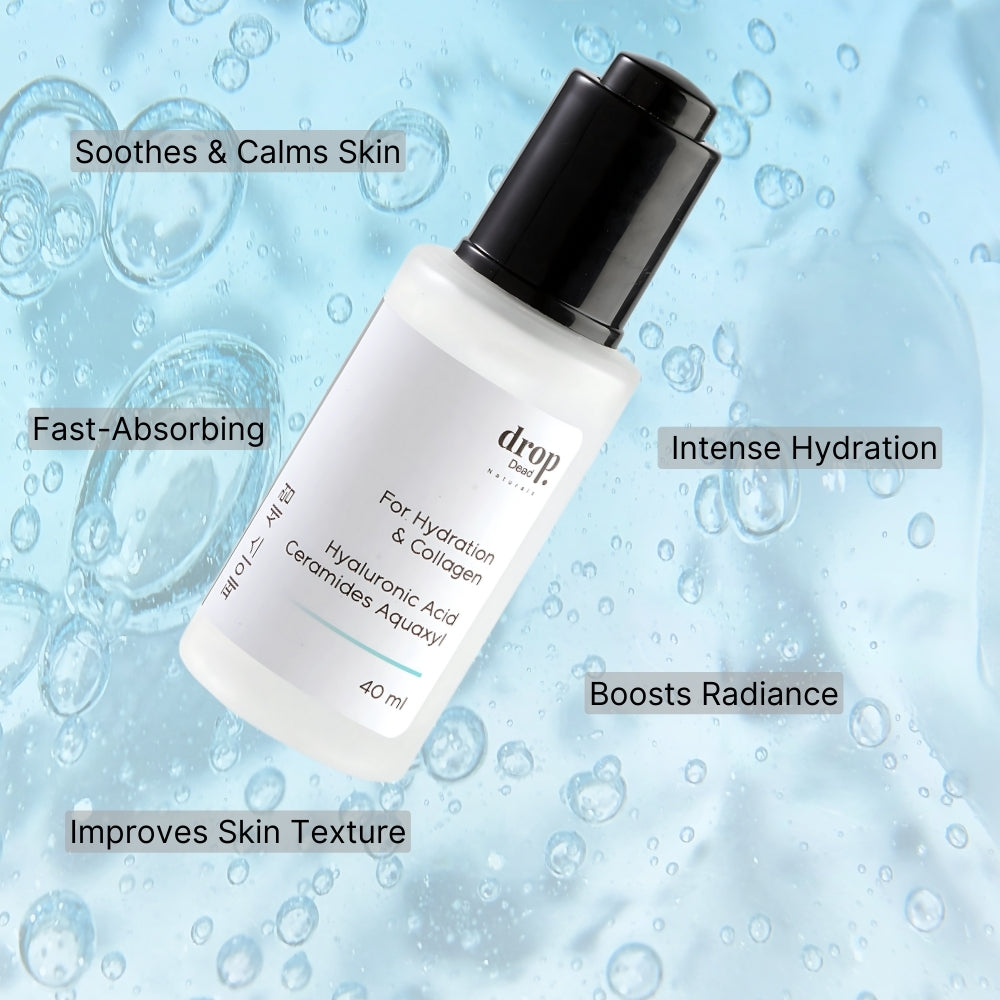 DropDead Naturals Hydrating Face Serum | Hyaluronic Acid & Ceramides | 40 ml