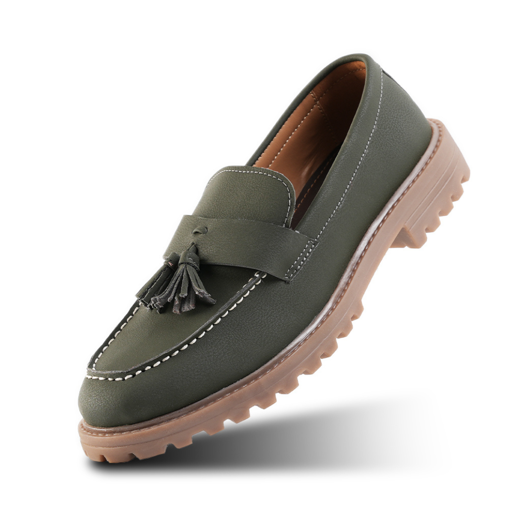 Monkstory Cosmopolitan Urban Tassel Loafers  - Olive