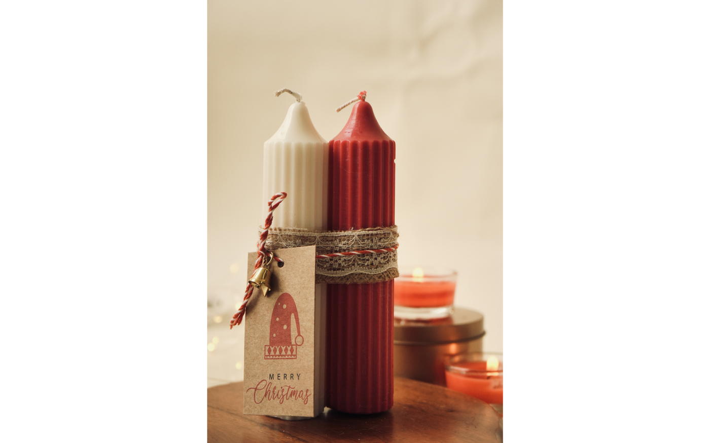 Christmas Special - Hope Pillar Candles - Set of 2 (Red & White)