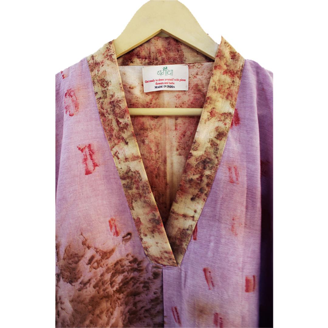 Bageeya "Sakura" Handwoven Organic Cotton Kimono Tunic | Crafted with Sacred Temple Marigolds, Roses and Lac