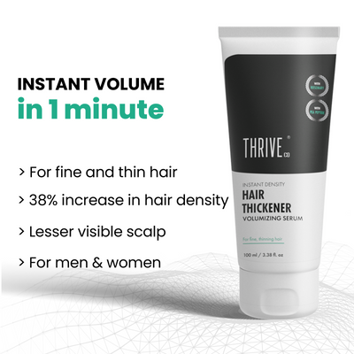ThriveCo Hair Thickener Volumizing Serum | For Fine, Thinning Hair | Gives Instant Hair Volume & Density | With Pea Peptide & Rosemary | For Men & Women | Vegan, Cruelty-free & Dermat-Tested | 100ml