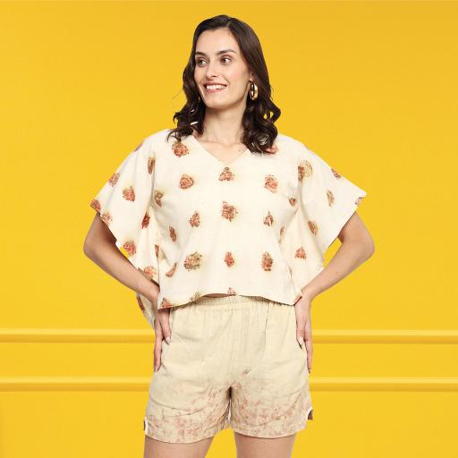 Bageeya "Gulab" Khadi Organic cotton Crop top | Crafted with Sacred temple Roses