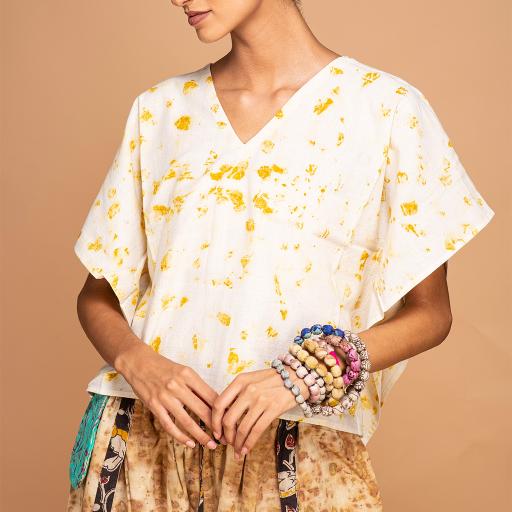 Bageeya "Ladoo" Khadi Organic Cotton Crop top | Crafted with Sacred Temple Marigolds