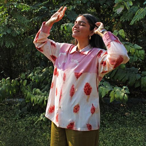 Bageeya "Yugen" Khadi Organic cotton Unisex Shirt | Crafted with Sacred Temple beel patra infused with Manjishta and Lac