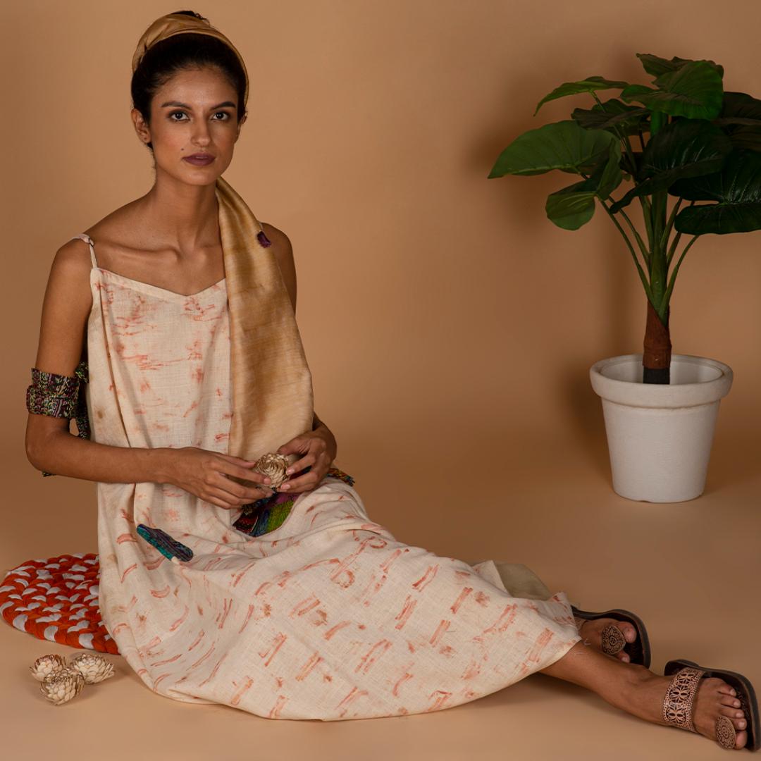 Bageeya “Irish” Natural Dyed Handcrafted Handwoven Organic Cotton Strap Dress | Crafted with Manjishta