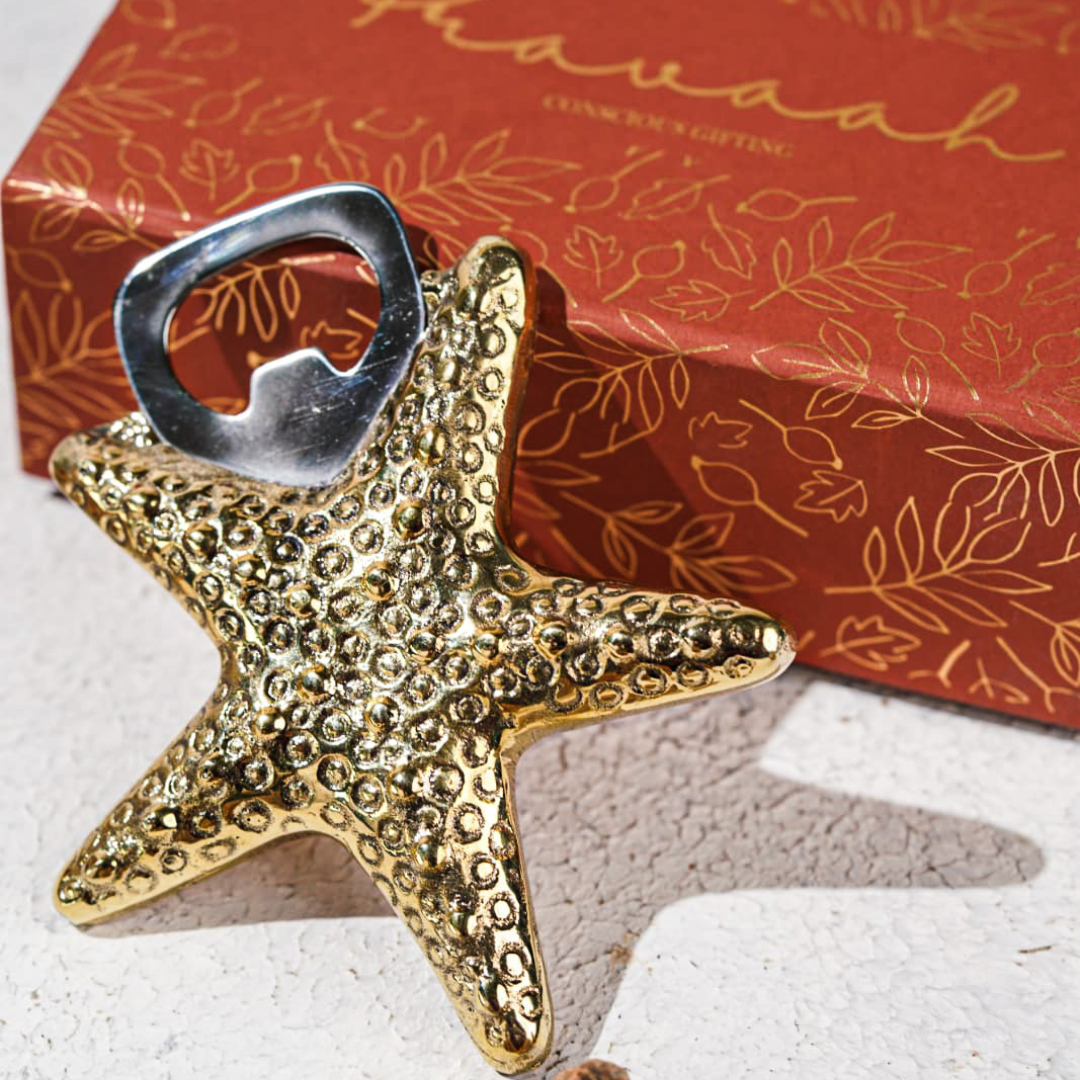 Pravaah Meen (Starfish) Brass Bottle Opener | Made in Solid Brass | Bar Accessories