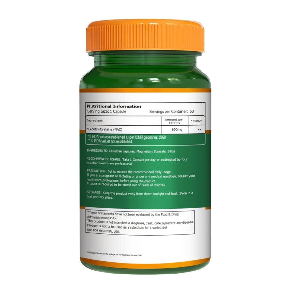 NAC 600mg | N-Acetyl Cysteine Capsules | Antioxidant Support Formula | 60 Veg Tablets