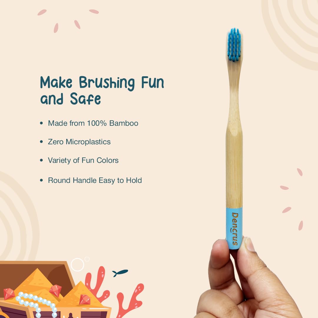 Dencrus Orby Kids Bamboo Toothbrush - Rainbow & Blue (Pack of 2)