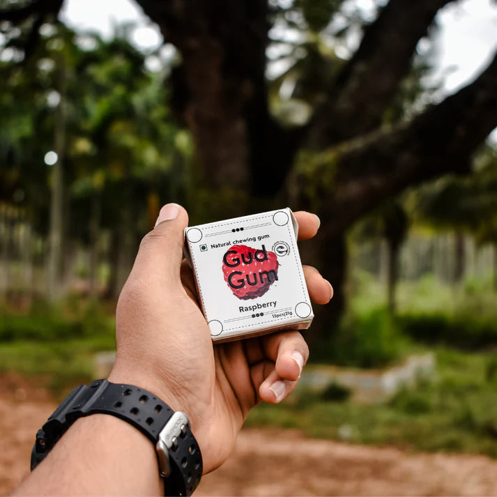 Gud Gum Raspberry Chewing Gum (Pack of 4)