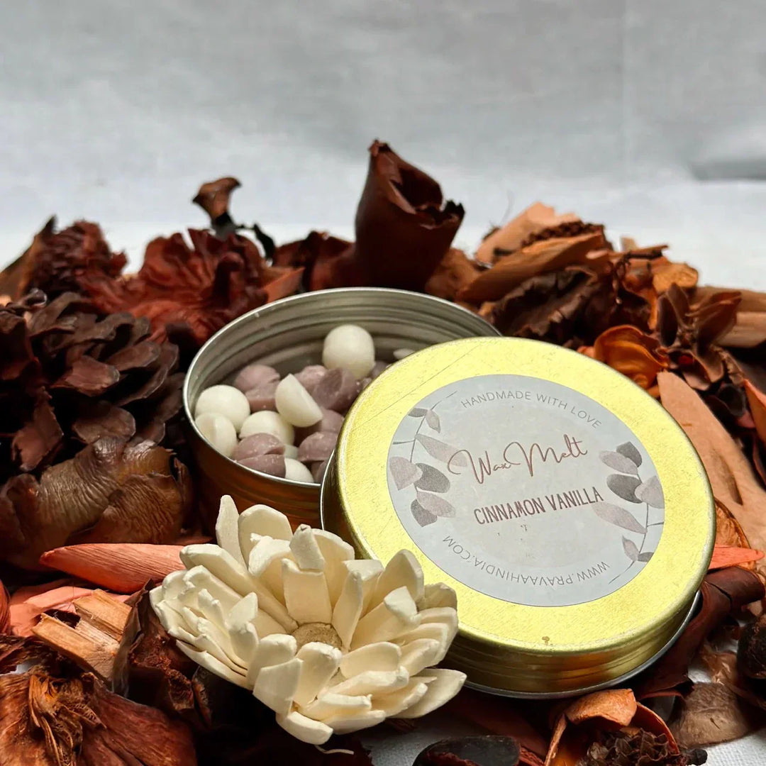 Pravaah Cinnamon vanilla wax melt beads  | handmade in pure soy wax