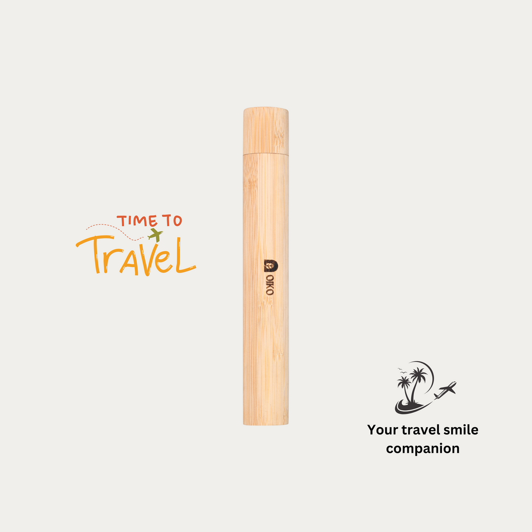 OIKO Bamboo Toothbrush Travel Tube| Brush Included |Stylish Protection On the Go