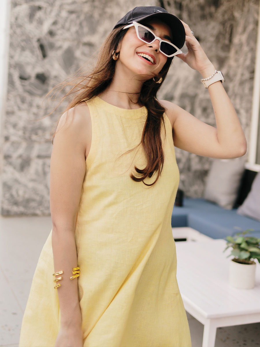 A-LINE SHORT LINEN DRESS