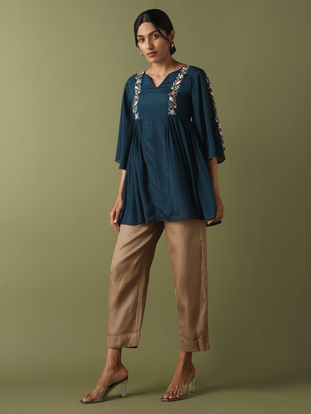 Dhwani Choksi Embroidered Tunic - Teal