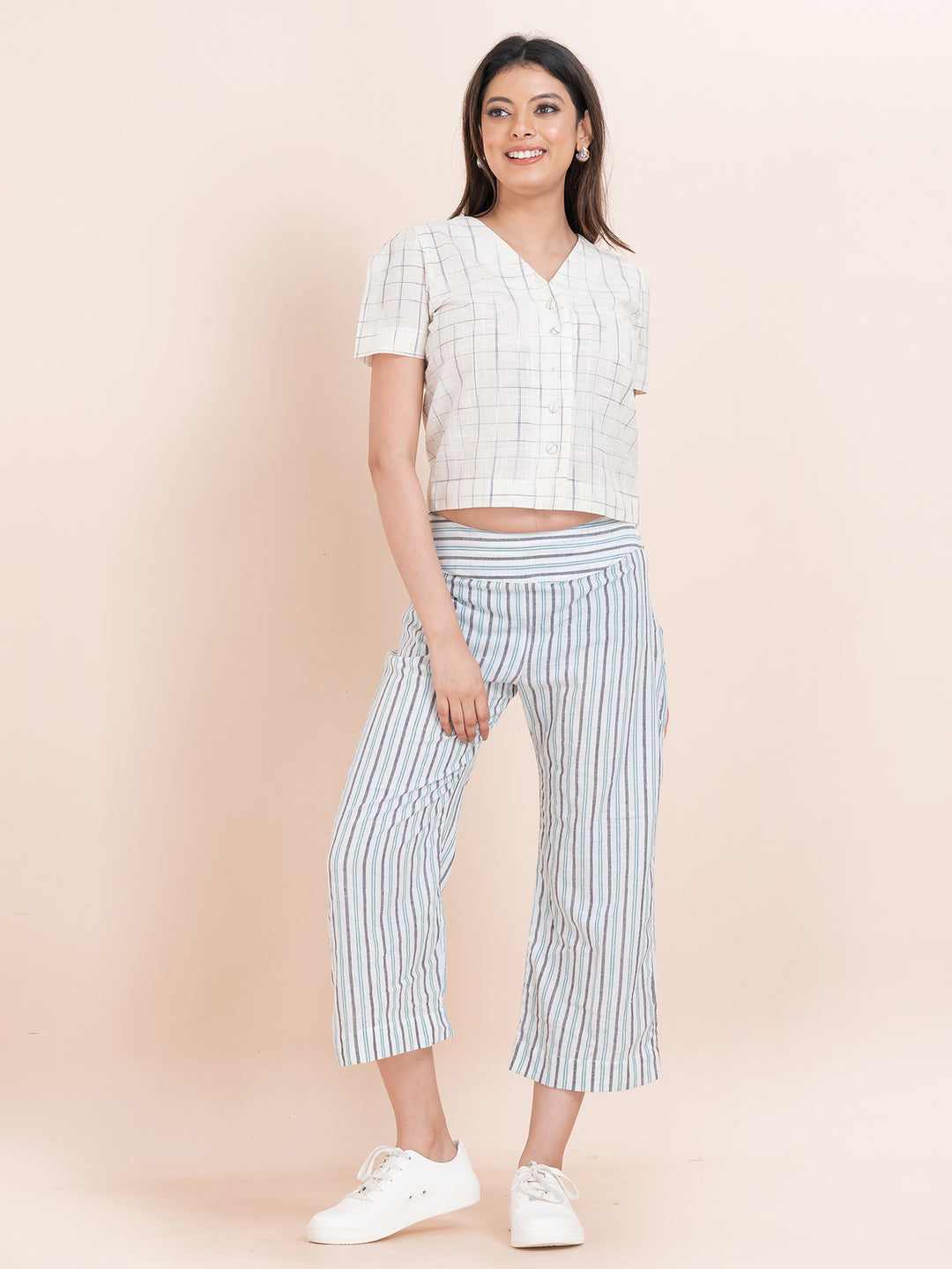 OCAU Basic  Striped Wide Leg Cropped Pant
