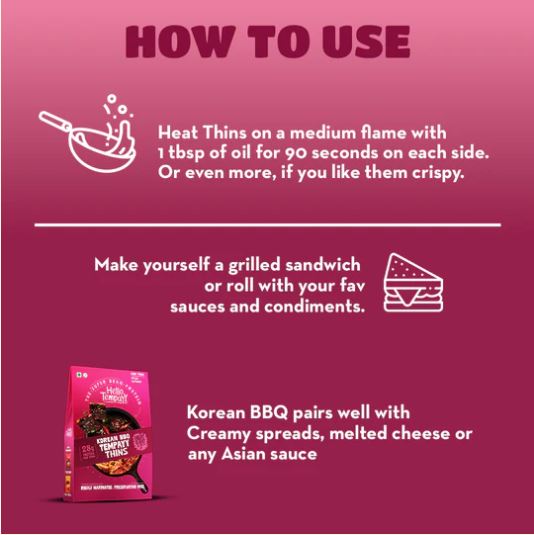 Hello Tempayy Korean BBQ Tempeh Thins | Heat & Eat | 150 g
