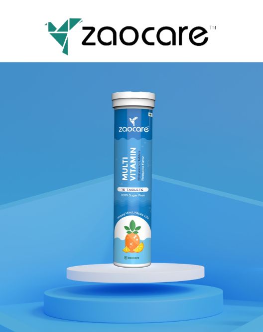 Zaocare Multivitamin Effervescent Tablets For Men & Women | Plant Based Supplements | For Overall Health