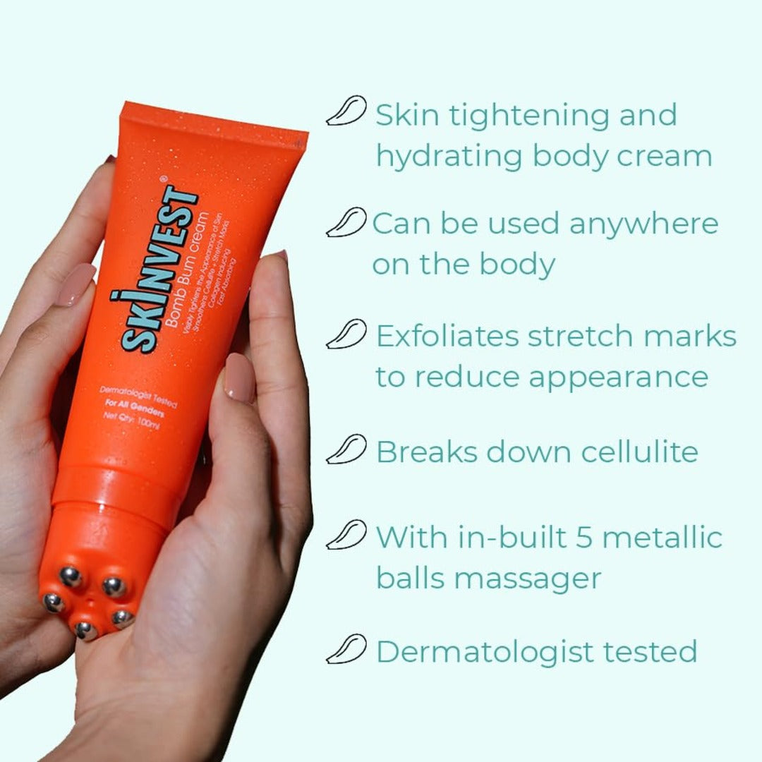 Skinvest Sunny Side Up Sunscreen SPF 50 PA++++ Broad Spectrum For Pigmentation, Dark Spots, Sun Tan and Bomb Bum Body Skin Tightening, Stretch Marks Reducing Cream 100ml