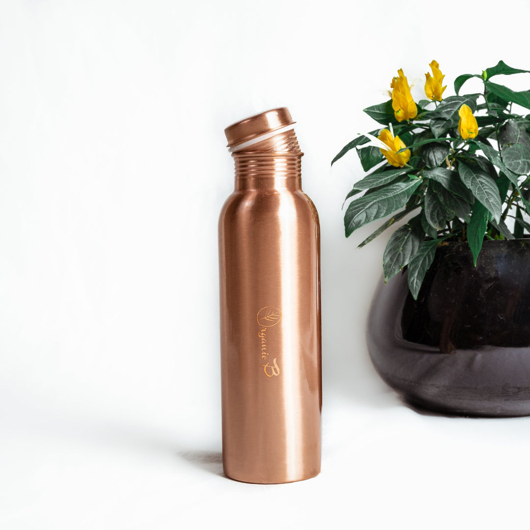 Organic B Plain & Hammered Copper Bottle Combo Pack (949ml each)