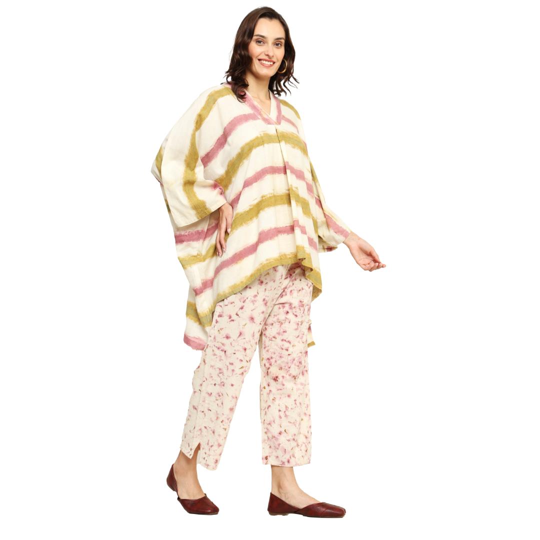 Bageeya " Nami " Handwoven Organic Cotton Kimono Tunic | Crafted with Ayurvedic Herbs