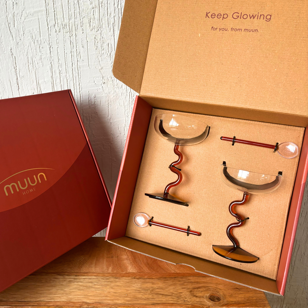 Muun Home Swirl Gift Set - Two Swirl Cocktail Glasses + Two Stirring Spoons