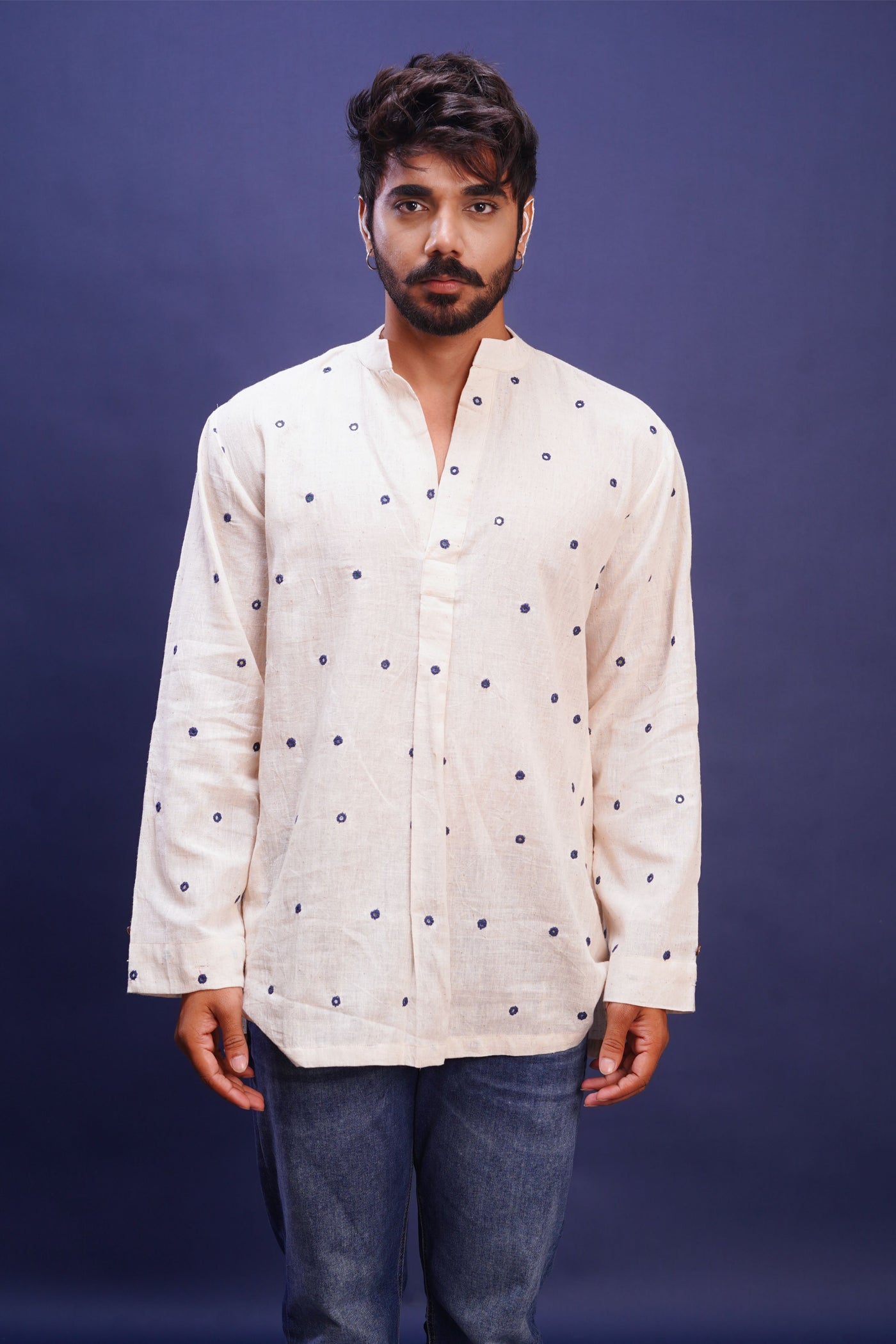 Kala cotton mirror work forever kurta for men