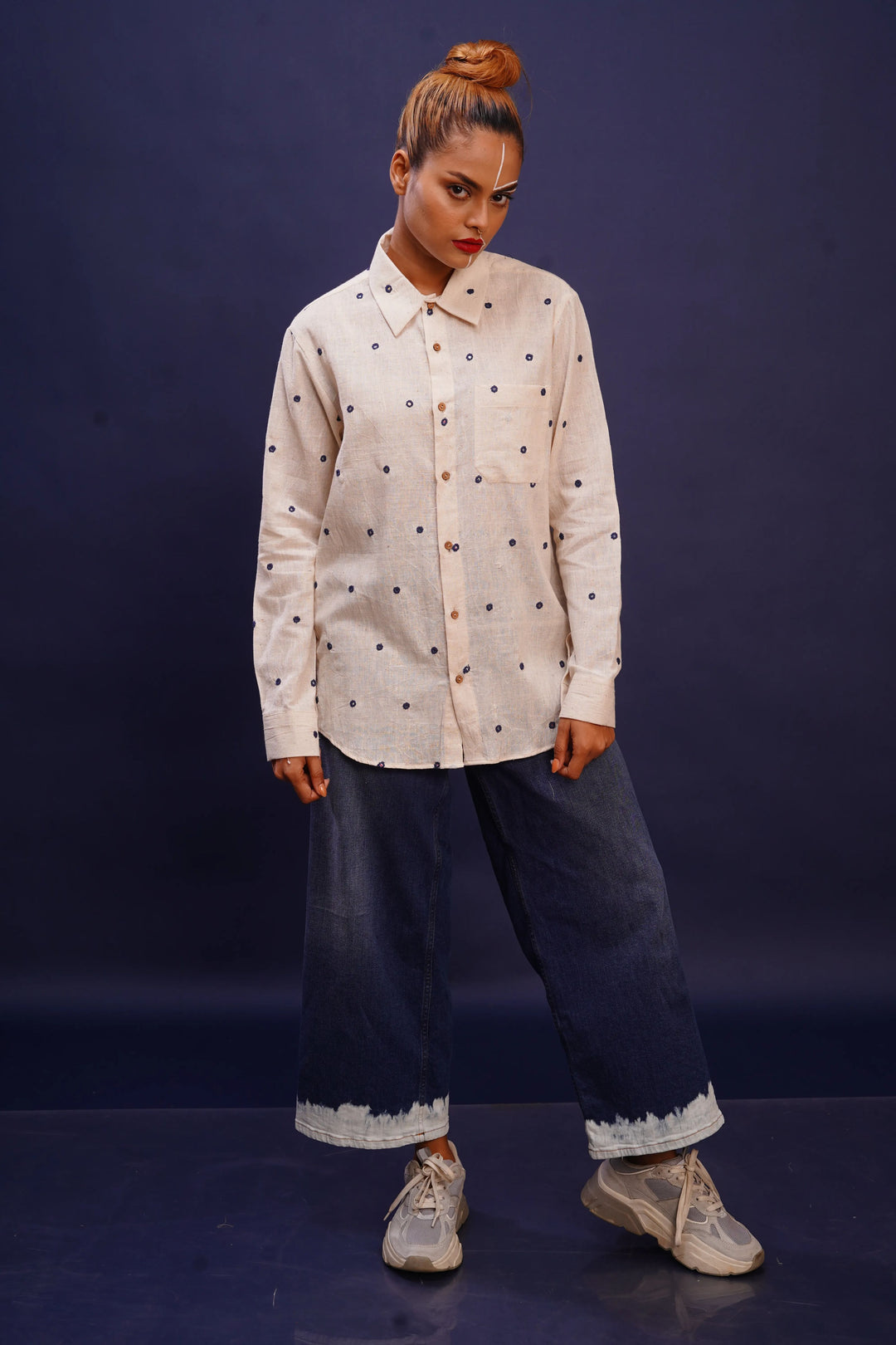 Kala cotton mirror work everywhere shirt for women