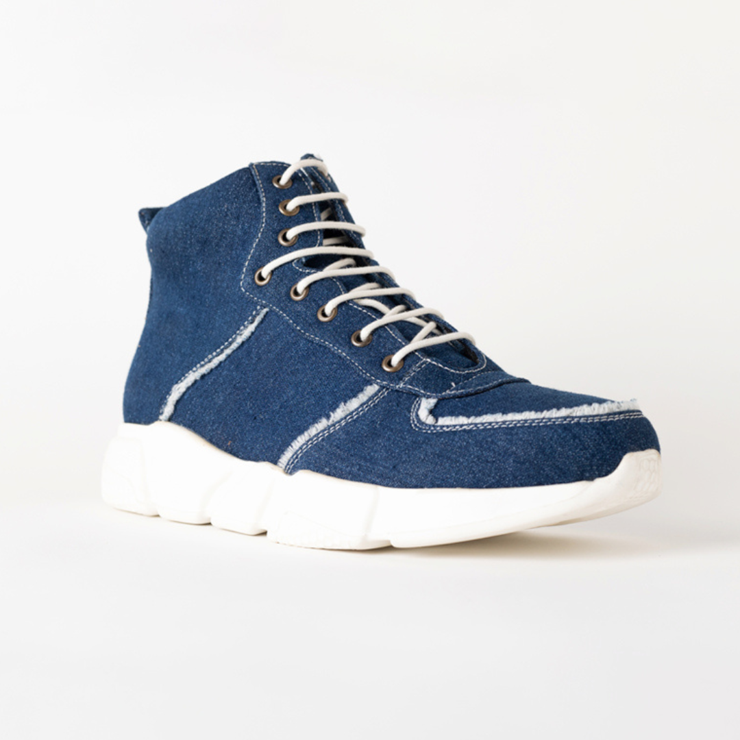 Monkstory Skream High Top Lace Denim Sneakers