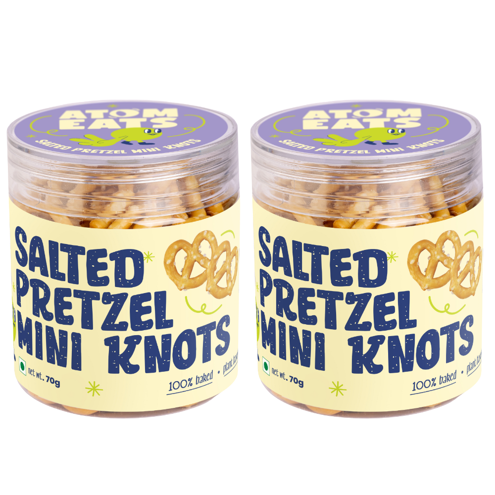 Atom Eats Salted Mini Knots Jar  | (70g Pack X 2) by Atom Eats