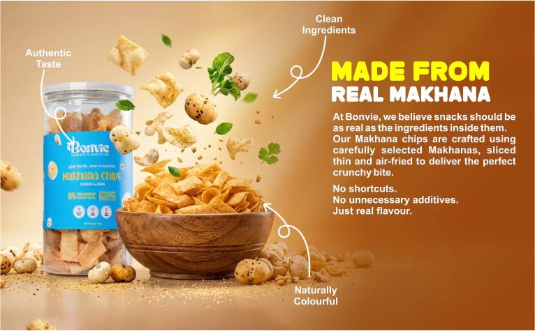 Bonvie Makhana Chips - Cheese & Herbs Pack of 3