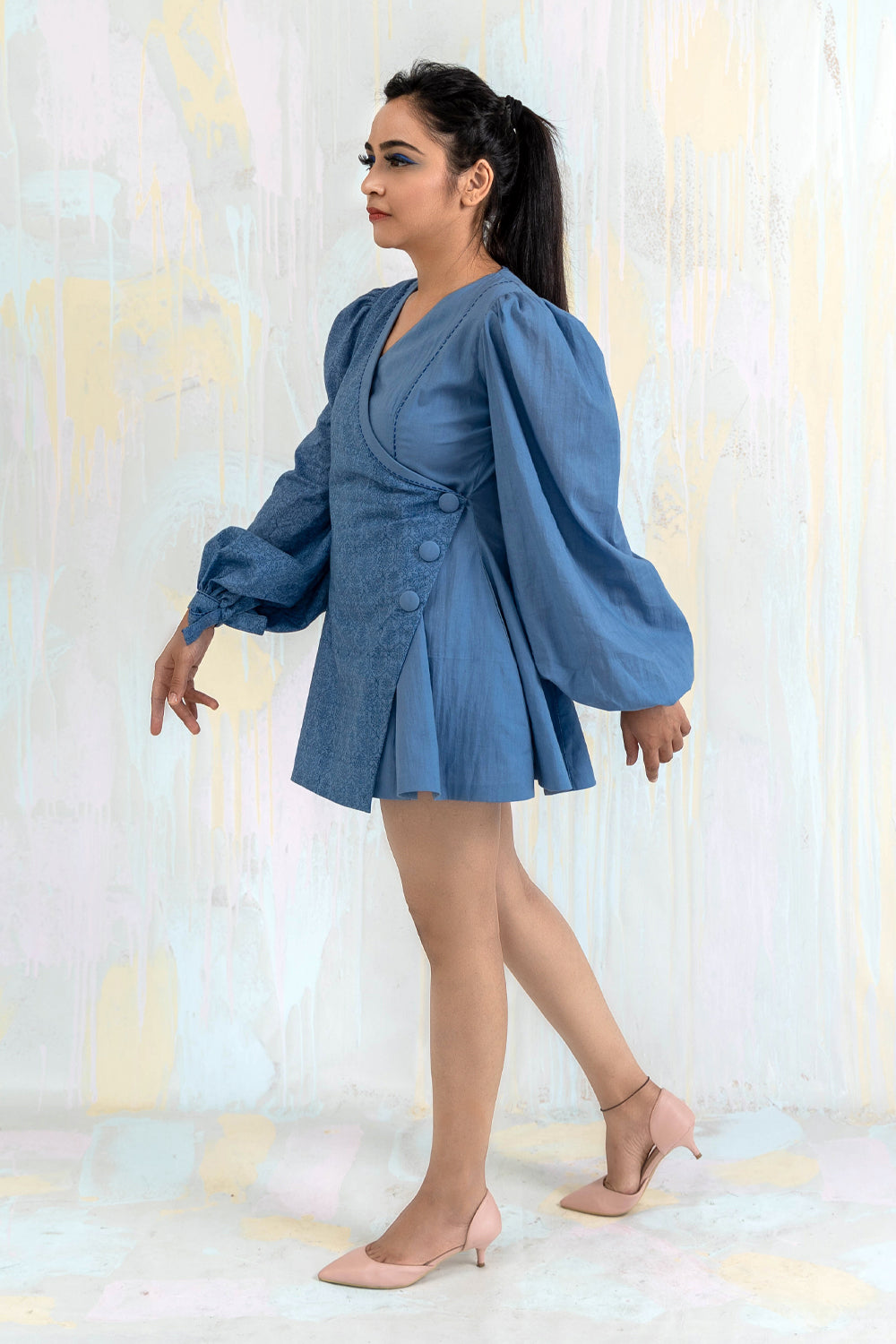 ITIDOR  Dikost Short Dress, Overlapped Dress