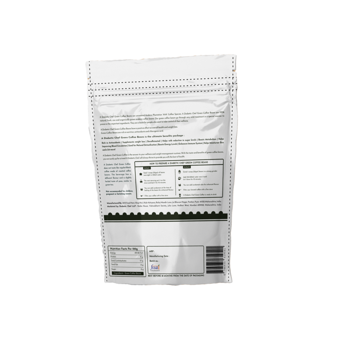 A Diabetic Chef Green Coffee Beans | 100% Organic Sugarfree Unroasted Arabica Coffee Beans | AAA Grade | Vegan - 400g