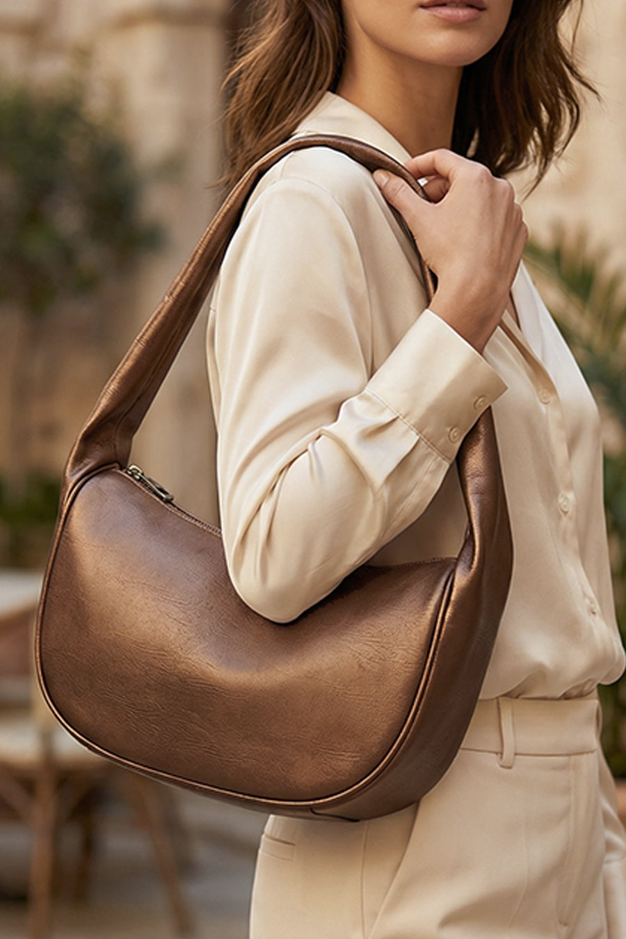 Cushy Vegan Leather Shoulder Bag