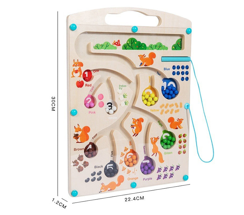 Wudly Wooden Magnetic Colour & Number Sorting Maze Board
