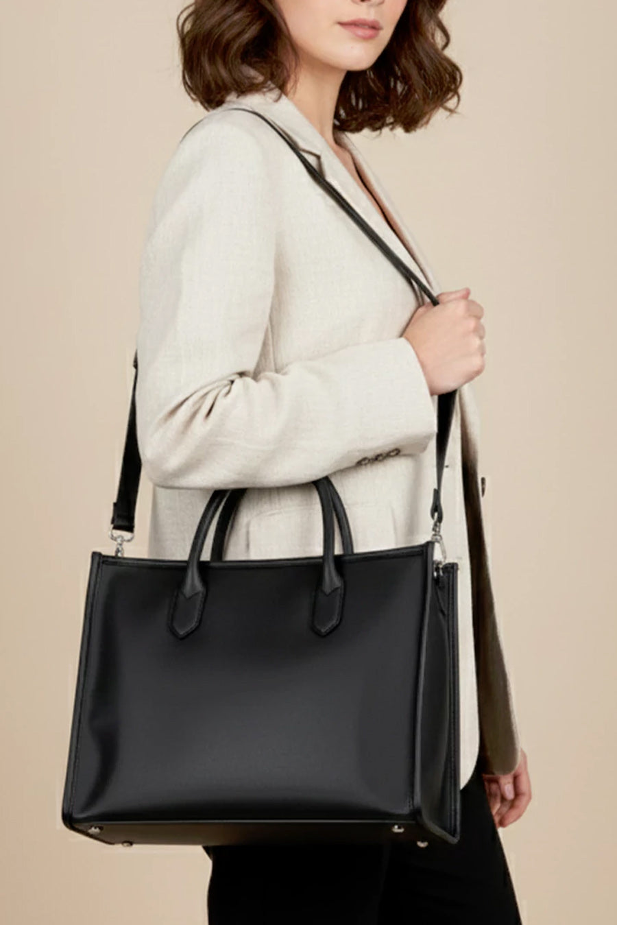 Charlotte Vegan Leather Box Tote Bag