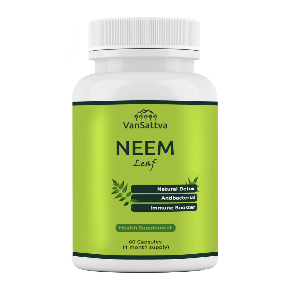 Vansattva Neem Capsules 650mg – Natural Skin & Blood Purifier Support – Herbal Detox & Immunity Support – Veg Capsules – 60 Count – Made in India