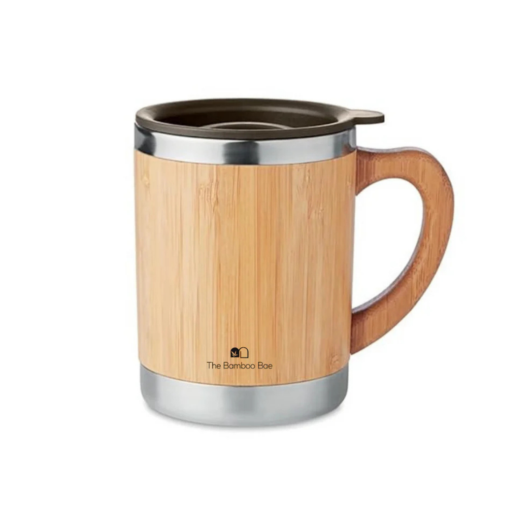 The Bamboo Bae Bamboo Mug | Stainless Steel Tumbler | Leak Proof | Eco Friendly Travel Mug | Hot & Cold | BPA Free